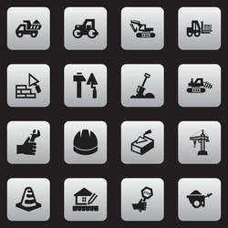 set of 16 editable structure icons includes vector image