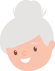 elderly woman face bun hair cartoon isolated vector