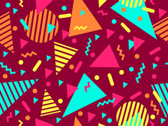 geometric seamless pattern with memphis elements vector image