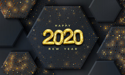 Happy new 2020 year with gold color vector