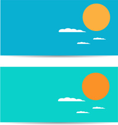 Set of banners with sun and clouds vector