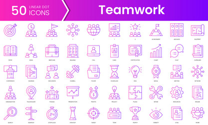 set of teamwork icons gradient style icon bundle vector image