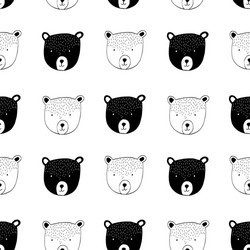 Hand drawing bear seamless pattern Royalty Free Vector Image