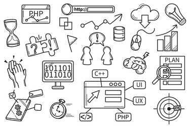 Hackathon Doodle Icons - Programming vector image
