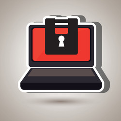 Laptop computer with padlock isolated icon design vector