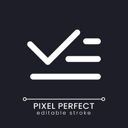 list and checkmark pixel perfect white linear ui vector image