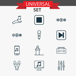 music icons set with computer audio buttons sell vector image