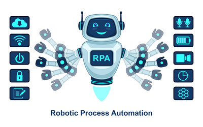 Rpa linear icons set robotic process automation Vector Image