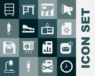 set clock envelope document settings graph vector image