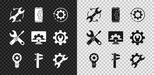 set wrench and arrows as workflow setting vector image
