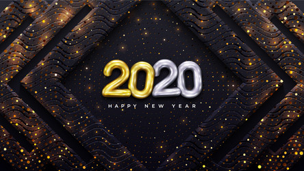 Happy new 2020 year with combination shining vector