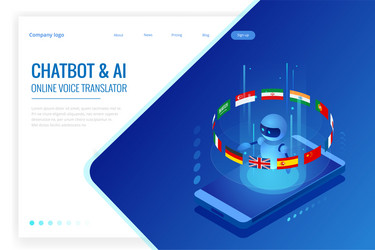 isometric online language learning with artificial vector image