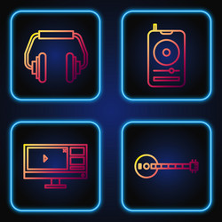 Set line banjo video recorder or editor software vector