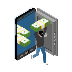 Smartphone money thief composition vector