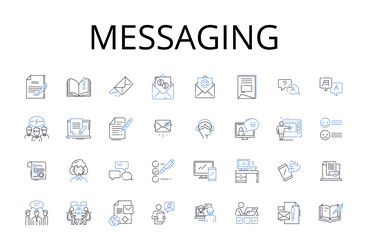 messaging line icons collection chatting vector