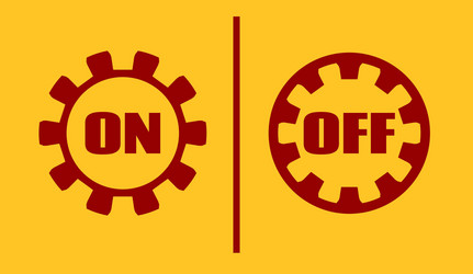 on off power buttons text in gears vector image