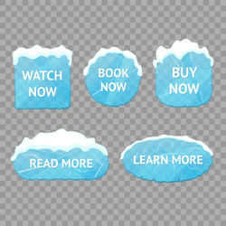 realistic 3d detailed ice buttons with text set vector image