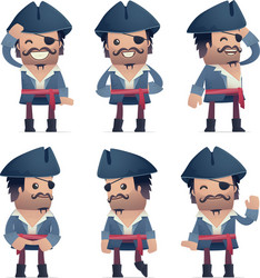 set of pirate character in different poses vector