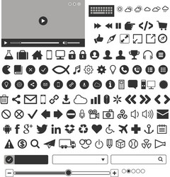 web design elements and set of 109 icons vector