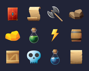 Game ui assets set gaming user interface icons vector