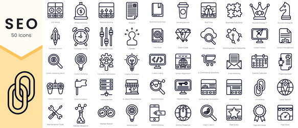 simple outline set of seo icons thin line vector