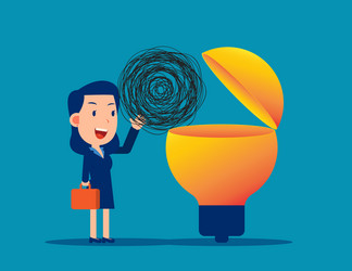 problem solving and idea tangled string on lamp vector image