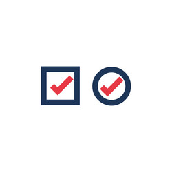 Set of check mark square and round box vector