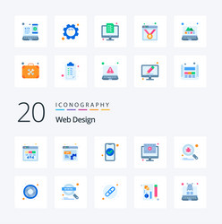 20 web design flat color icon pack like bug video vector
