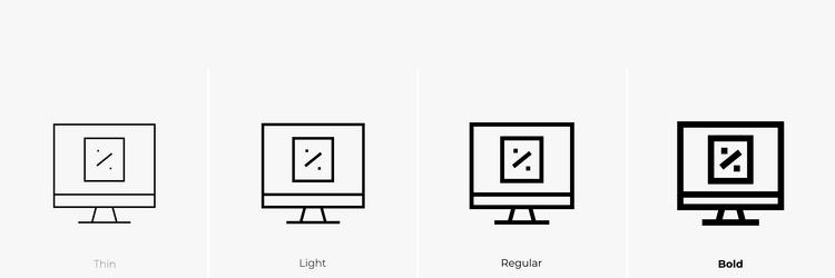computer icon thin light regular and bold style vector image