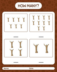 how many counting game with dead tree worksheet vector image