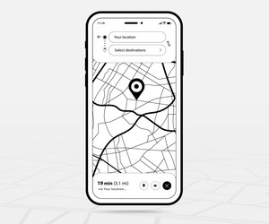 map gps navigation ux ui outline smartphone vector