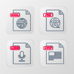 Set line pdf file document ogg avi and html icon vector