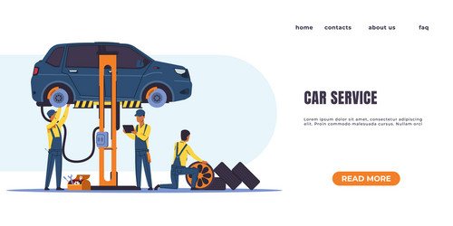 car diagnostics landing page vehicle service vector