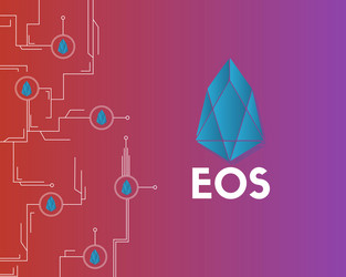 eos cryptocurrency with circuit background style vector image