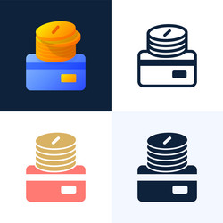 stack of coins with a credit card stock icon set vector