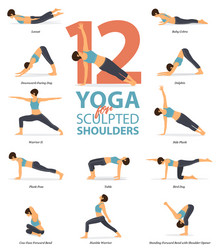 12 Yoga Poses for Shoulder Strength Vector Image