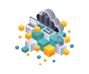 analyzing blockchain security in cloud server vector image