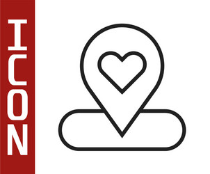 black line map pointer with heart icon isolated vector image