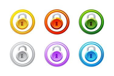 Lock icon in different colors gui level vector