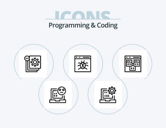programming and coding line icon pack 5 vector image