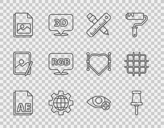 set line ae file document push pin crossed ruler vector image