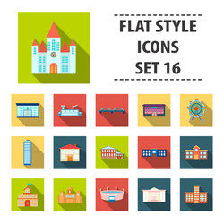 building set icons in flat style big collection vector image