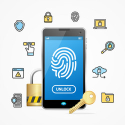 data security and safe concept mobile phone app vector