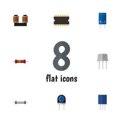 Flat electronics set of transistor microprocessor vector