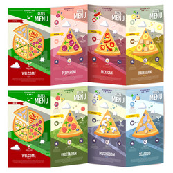flat style pizza menu design document template vector image