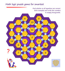 Mathematical logic puzzle game for smartest find vector