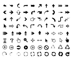 Arrow icons set of outline right arrows Royalty Free Vector