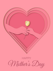 paper cut greeting card for happy mothers day vector