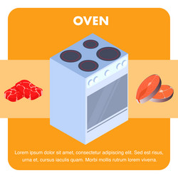 electric oven cooker flat banner template vector