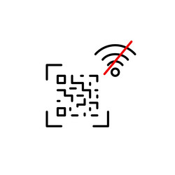 qr code and no wi-fi symbol offline payments vector image